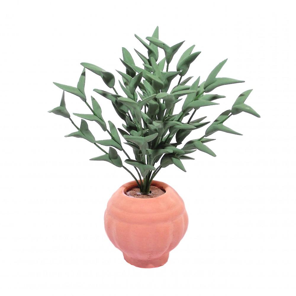 Dolls House Green Ficus Shrub Tree In Terracotta Pot Planter Garden Accessory