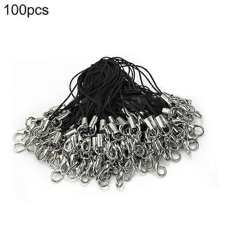 100 Pcs Black Mobile Cell Phone Lanyards Cords Straps Lariat With Lobster Clasps