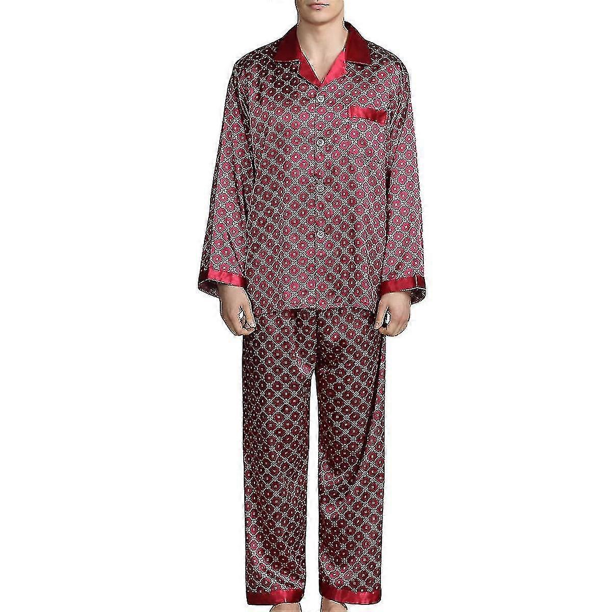 Ensemble pyjama soyeux à manches longues pour homme