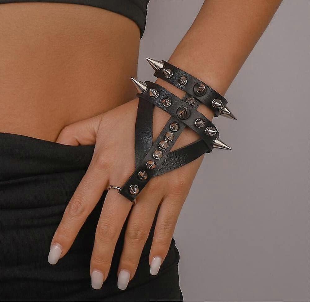 Punk Finger Ring Bracelet Punk Gothic Hand Chain Bracelet For Men