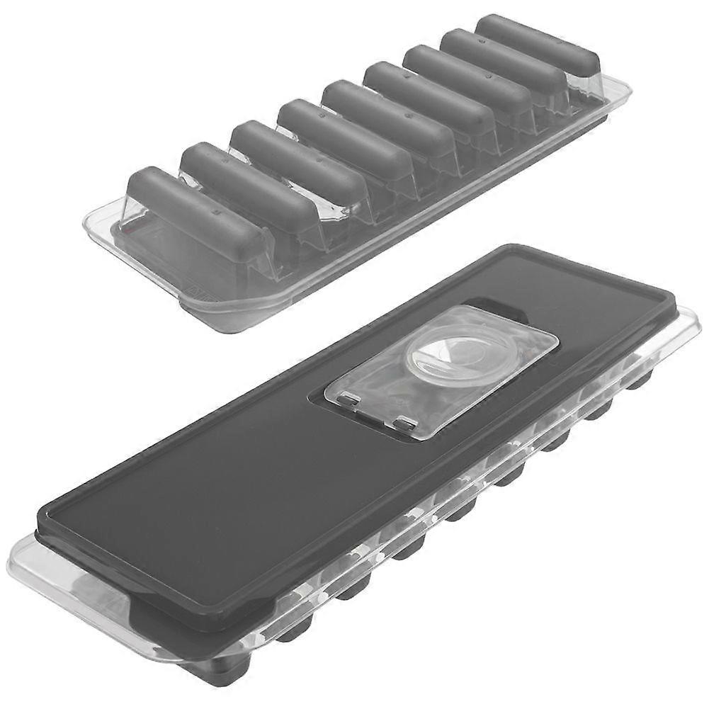 Ice mold with lid for nine oblong ice cubes, silicone base