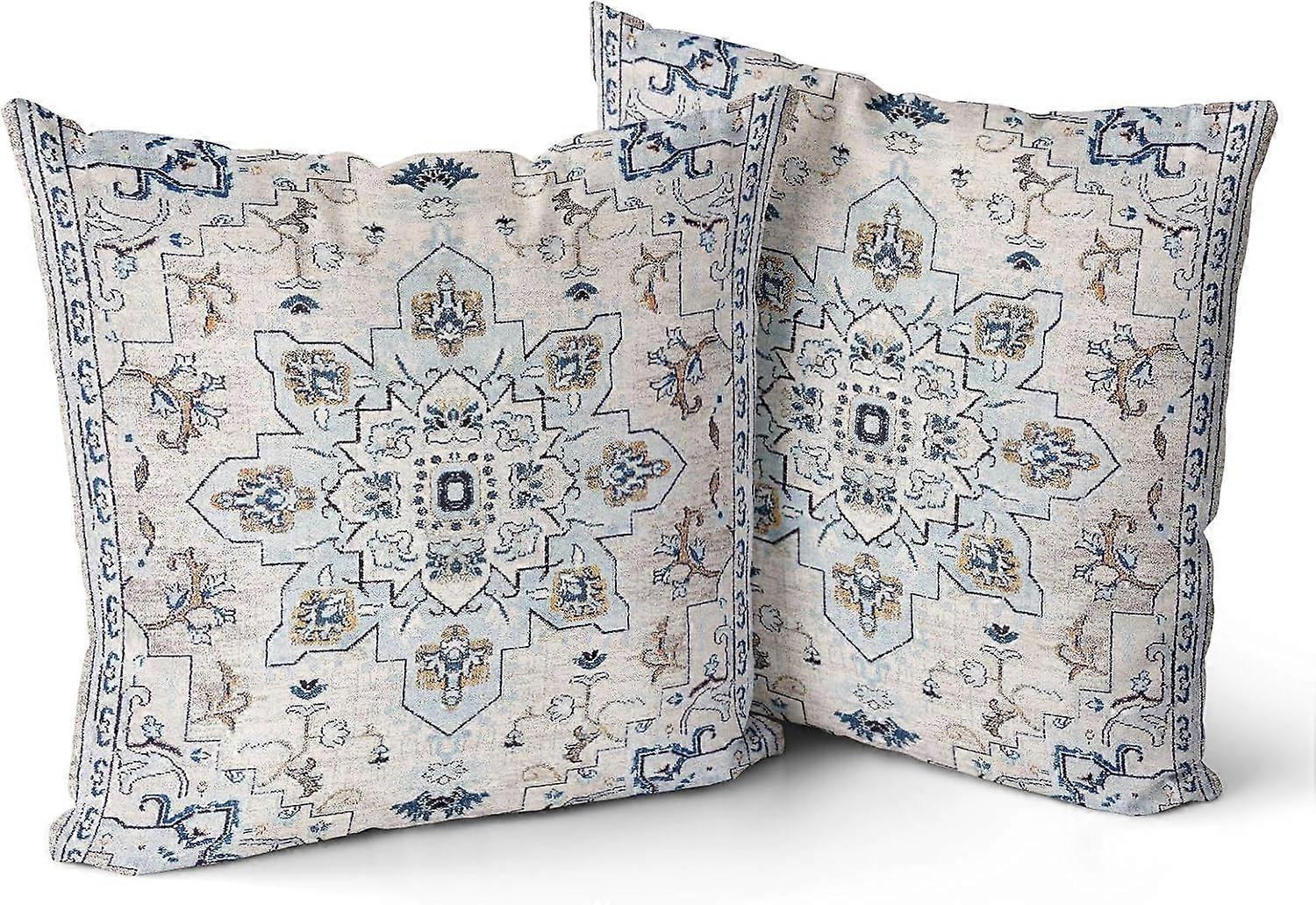 Boho Throw Pillow Covers 20x20 inch Set of 2 Monaco Rug Persian Carpet Double Sided Pattern Short Plush Cotton Soft Pillow Case Cushion Cover Pillowca