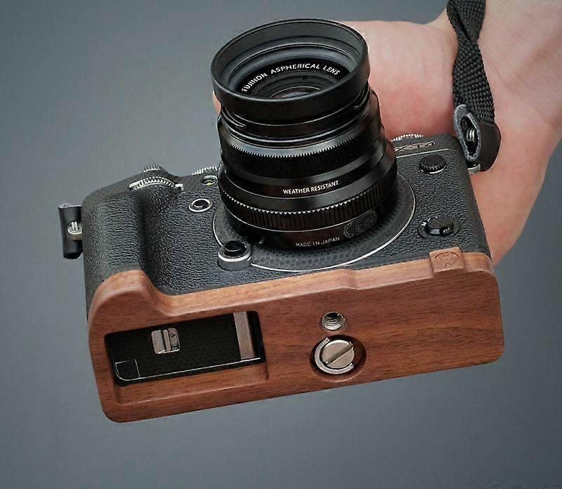 ידית מצלמה הובנה מעץ שחור אחיזה מחזיק לוחית בסיס עבור Fujifilm X-t4 Fuji Xt4