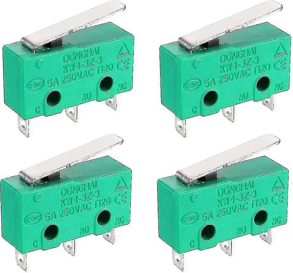 Kw4-3z-3 Micro Limit Switch Spdt No Nc 3 Terminals Momentary Short Straight Lever Type Green(green)(4pcs)
