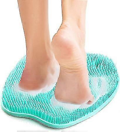 Bath mat for feet and toes with non-slip suction cups and massage bristles, soft and exfoliating acupressure mat
