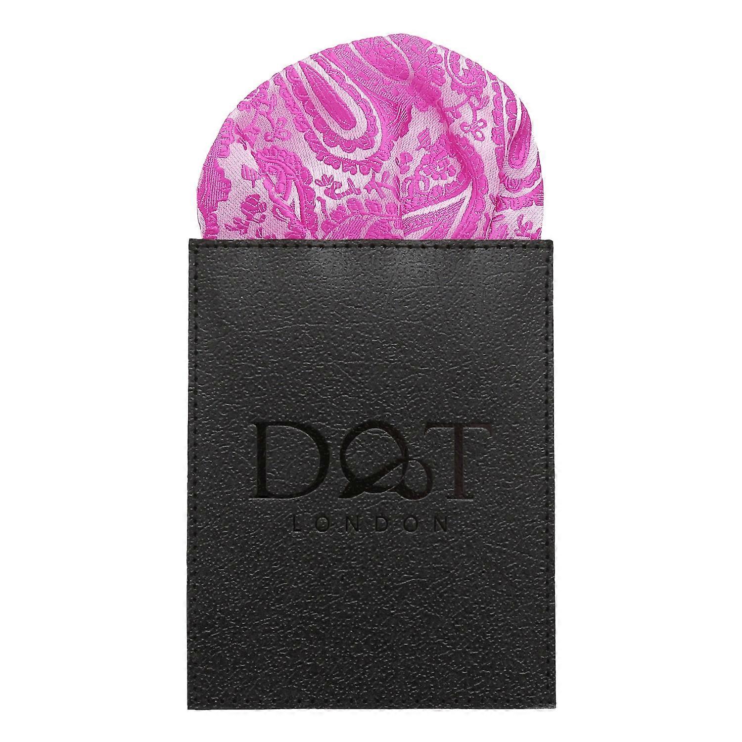 Fuchsia Pink Paisley Pre-Folded Pocket Square Puff