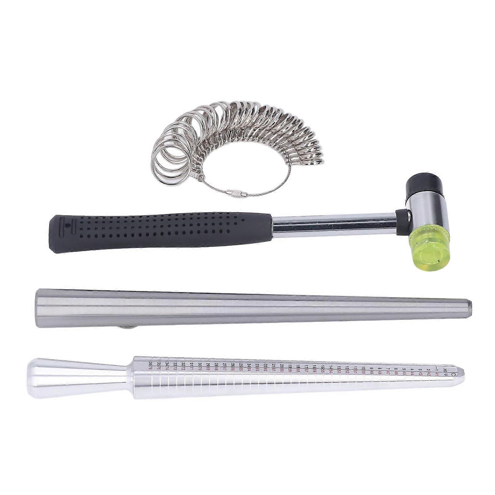 Ring Dorn Sizer Finger Ringe Messlehre Gummi Hammer Stick Schmuck Herstellung Kit