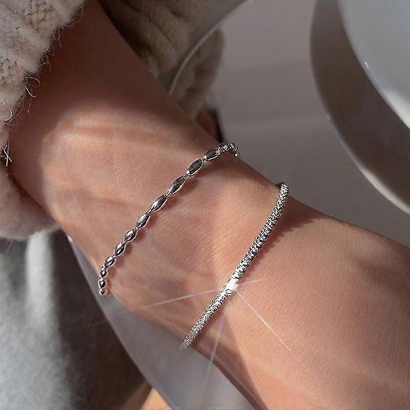 Silver bracelet, adjustable length, pouch included (2 pieces)