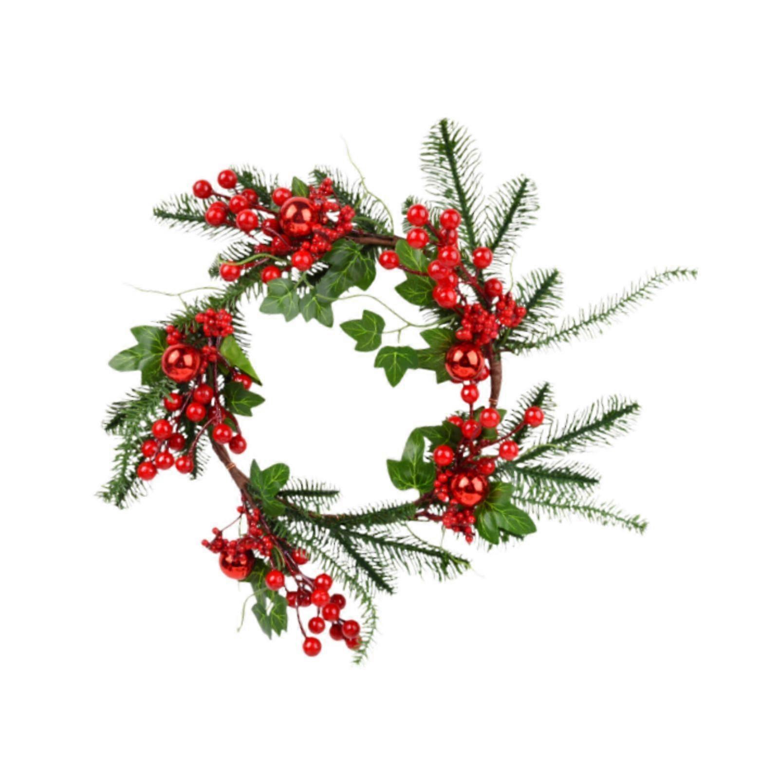 Christmas Wreath with Red Berries Front Door Wreath for Party Window Holiday
