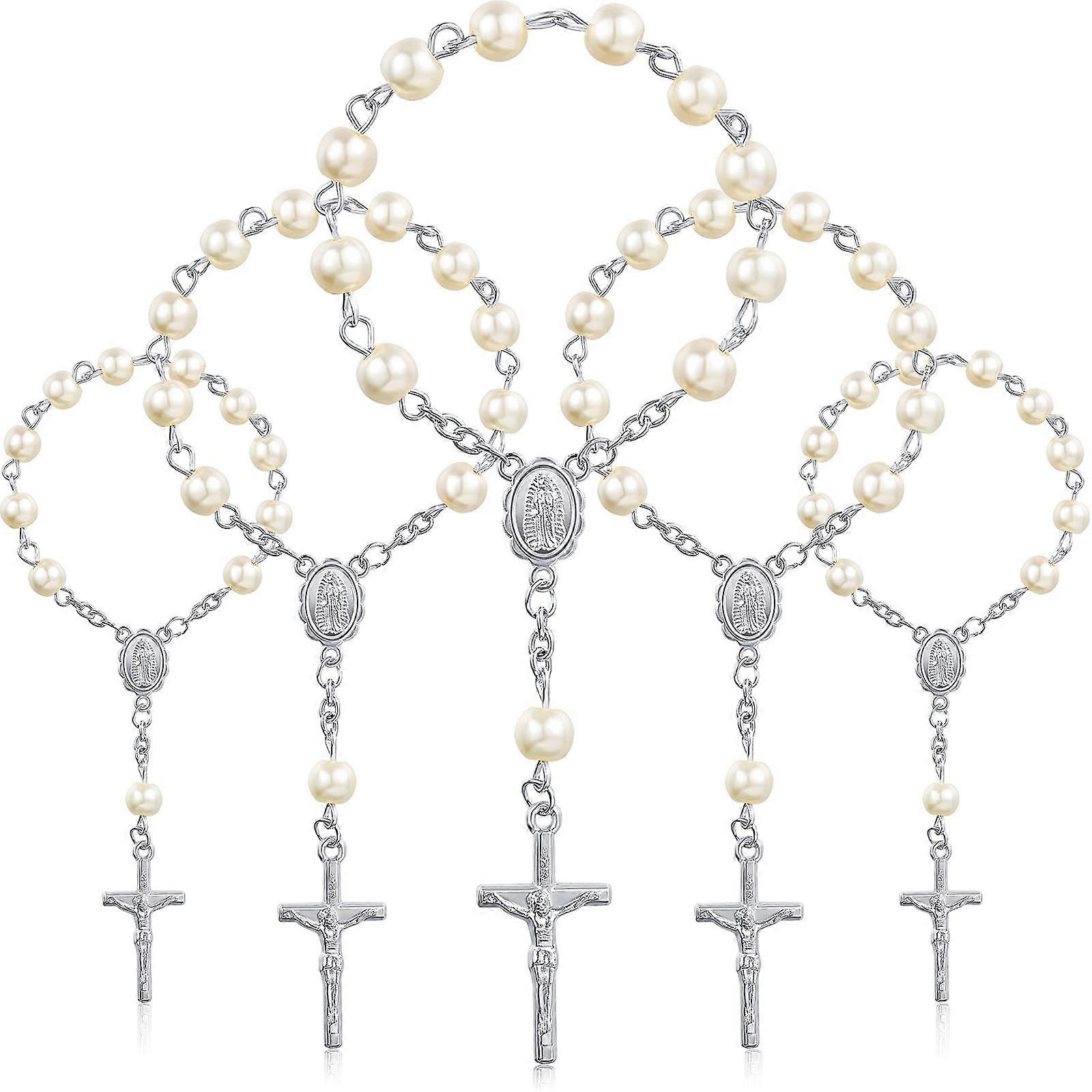 30Pcs Baptism Rosary Beads Finger Baptism Rosaries Faux for Baptism Favors Favors Communion Favors
