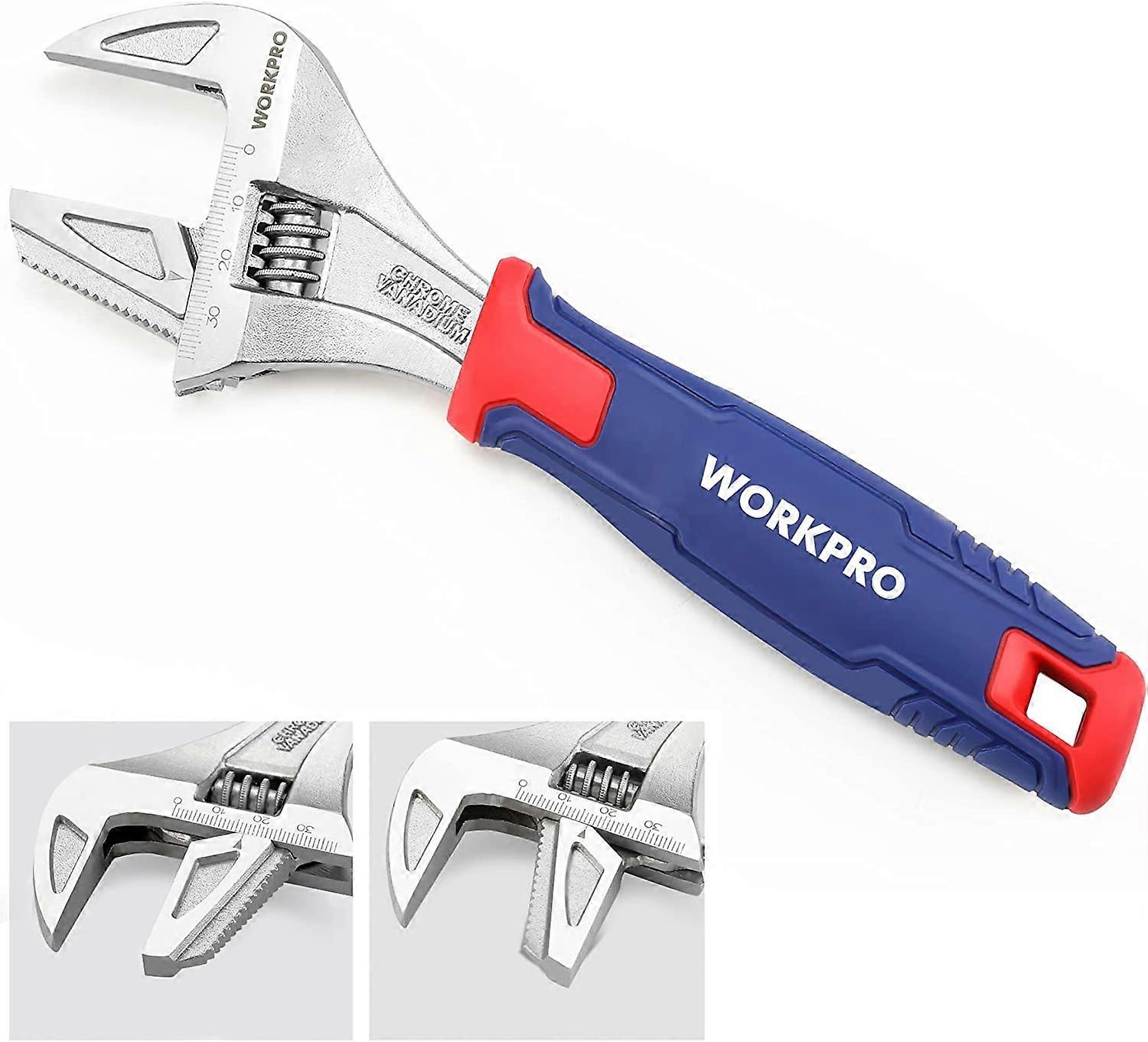 2-In-1 Cr-V Adjustable Wrench And Pliers, With Large 42Mm Opening And Bi-Material Handle, 200Mm Length