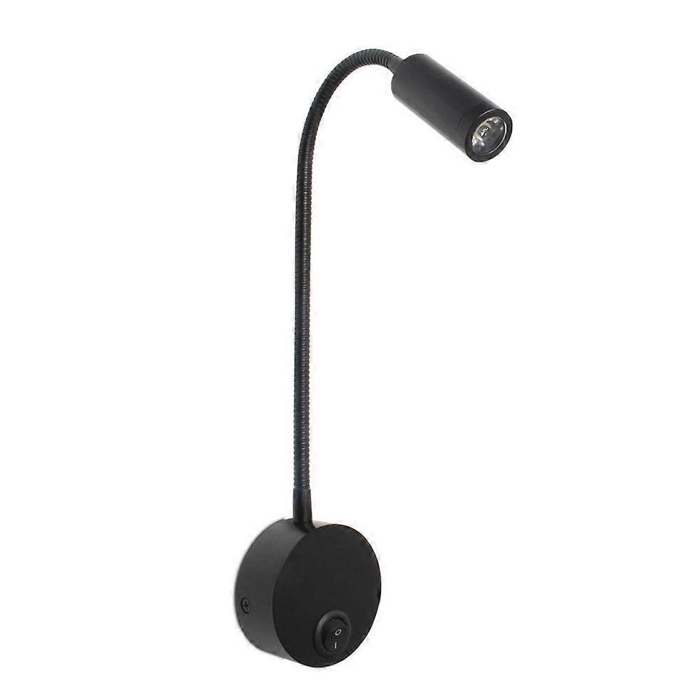 Reading Working Light Switch Headboard Wall with Flexible Gooseneck(black,3W)