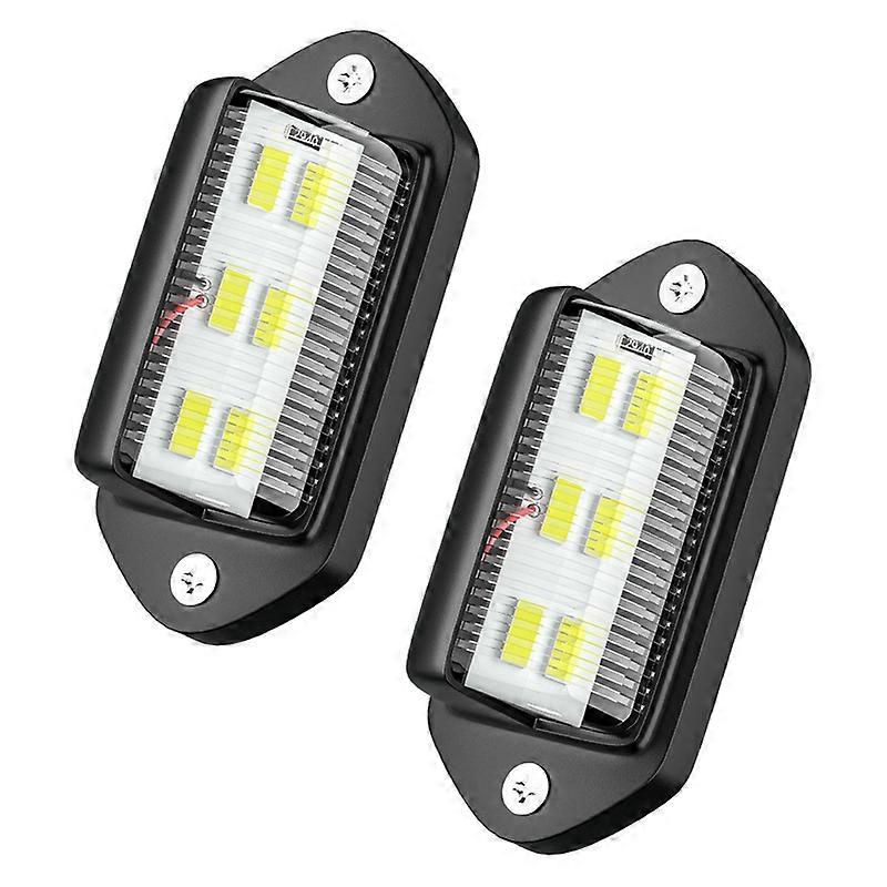 2pcs 12-24V Car License Plate Lights 6LED Side Marker 6500K White Warning Signal for SUVs Trucks Trailers