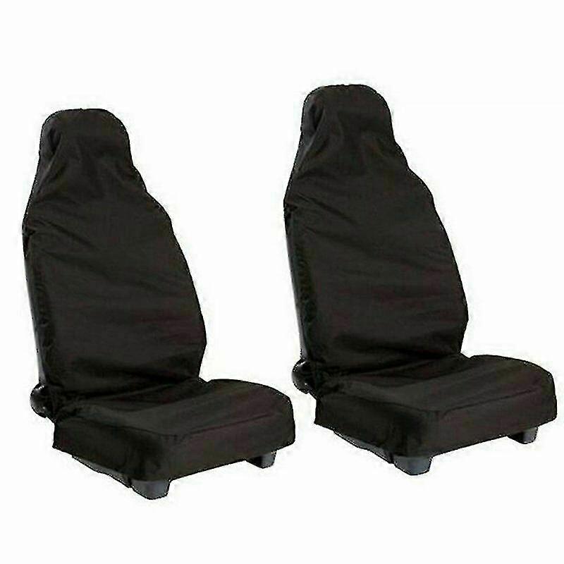 2X vandtæt front bilsædebetræk Beskyttere Sort Heavy Duty Universal