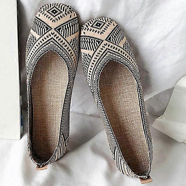 2024 Summer New Slip On Mesh Breathable Knitted Ballet Flats Shoes Women Daily Loafers Shallow Casual Soft Square Toe Boat Shoes