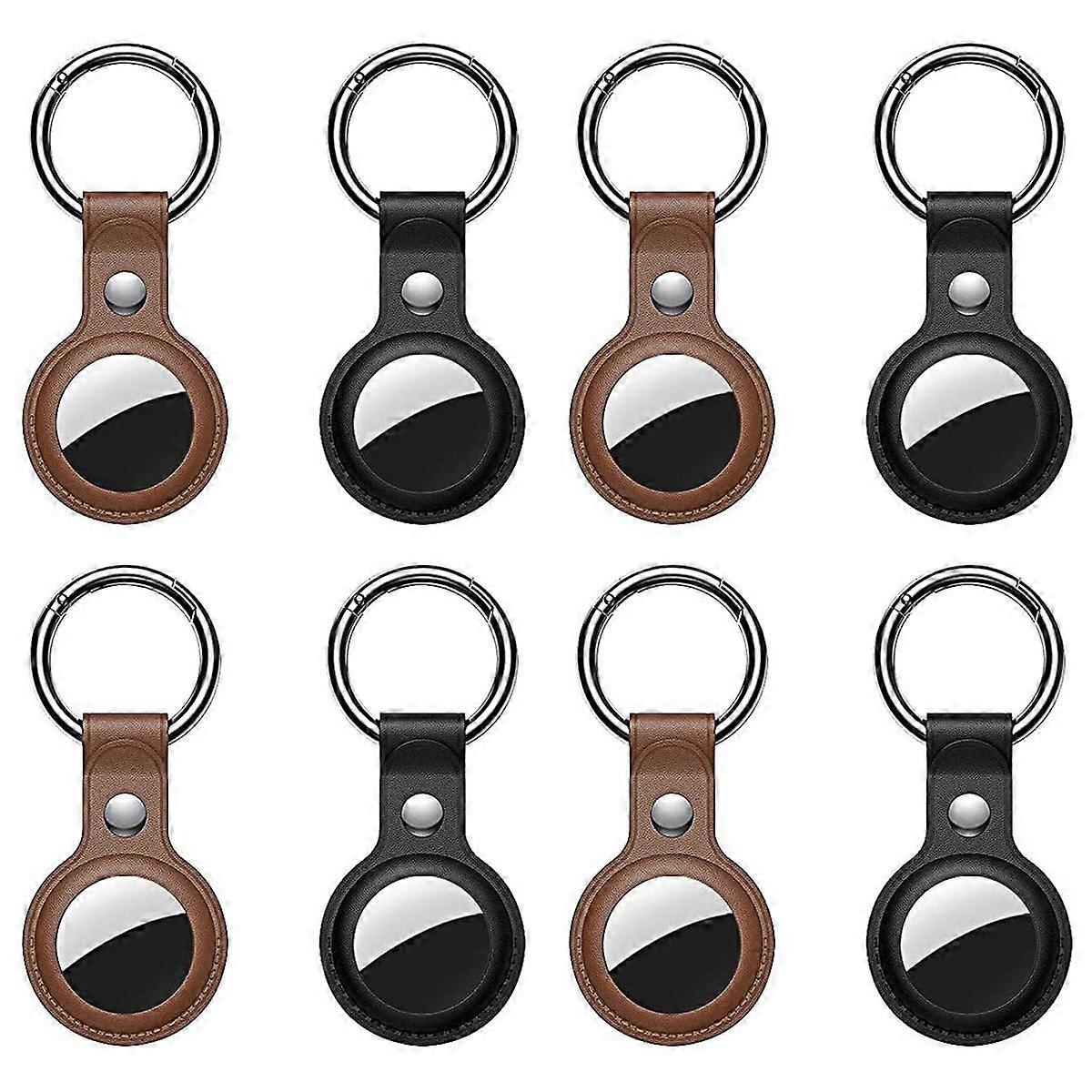 New Upgrade Version for Air Tag Holder with Keychain, Luxury Pu Leather,Suitable for ( 8 Pack)