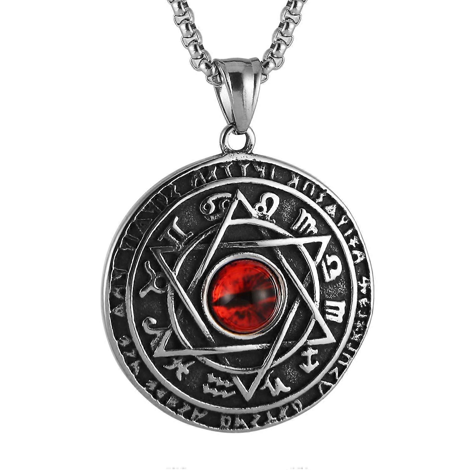 Stainless Steel Amulet Seal Solomon Hexagram Vintage Religious Eye