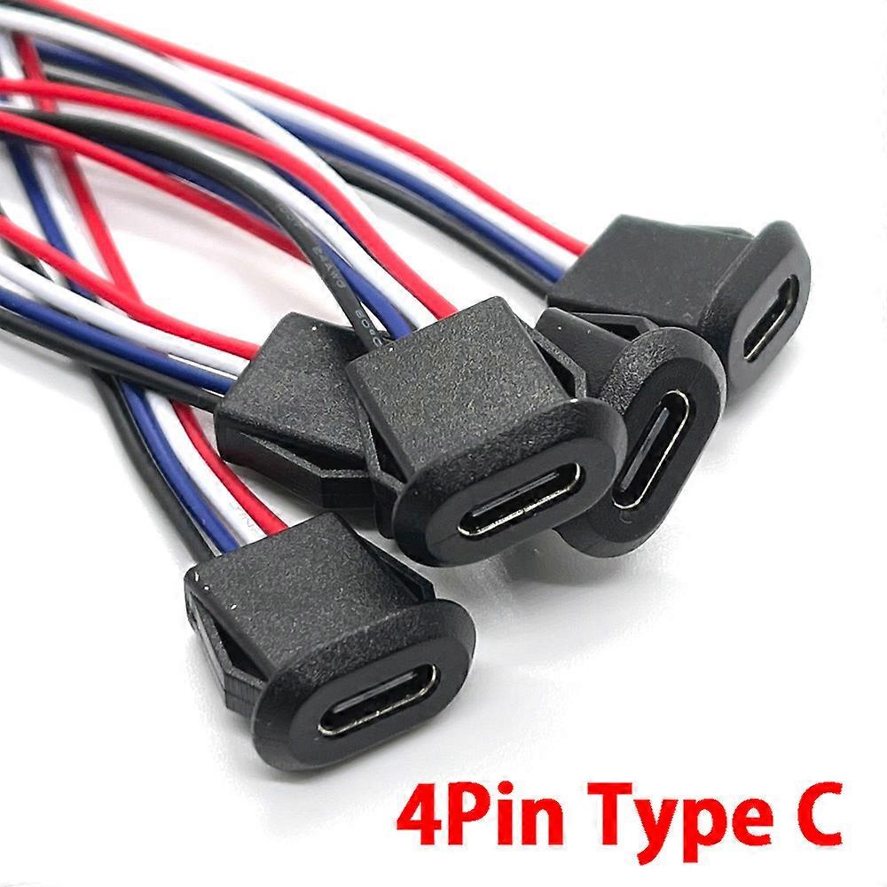 4Pin USB-C Type Waterproof USB Connector Direct compression female base Female Socket Charging Interface With data transmission