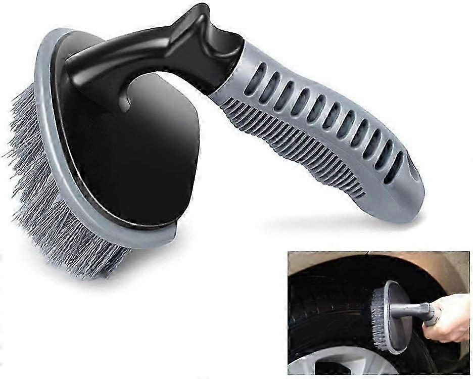 Tire wash brush with universal rubber handle, high quality