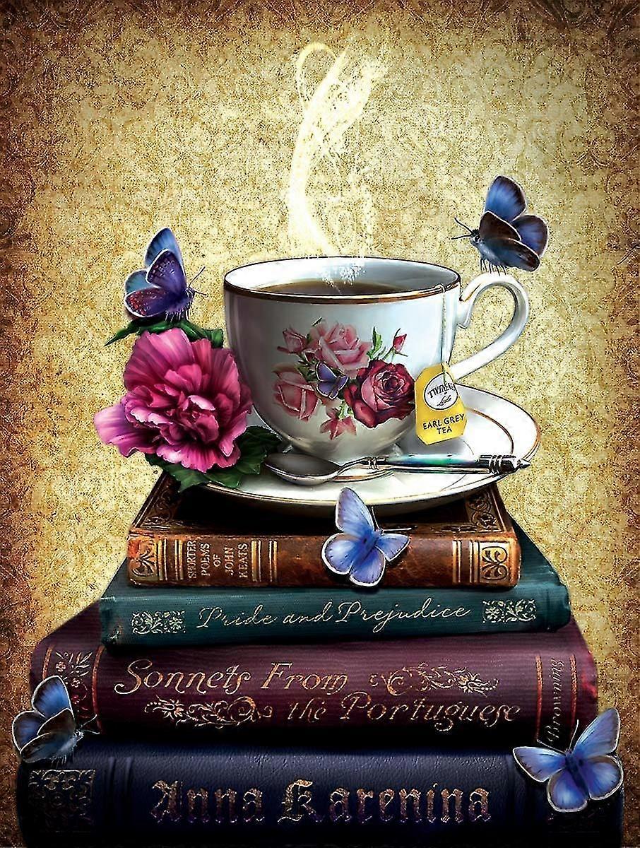 كامل الماس 5D دي الماس اللوحة القهوة والكتاب الفن الماس التطريز كيت فسيفساء ديكور المنزل 30 * 40