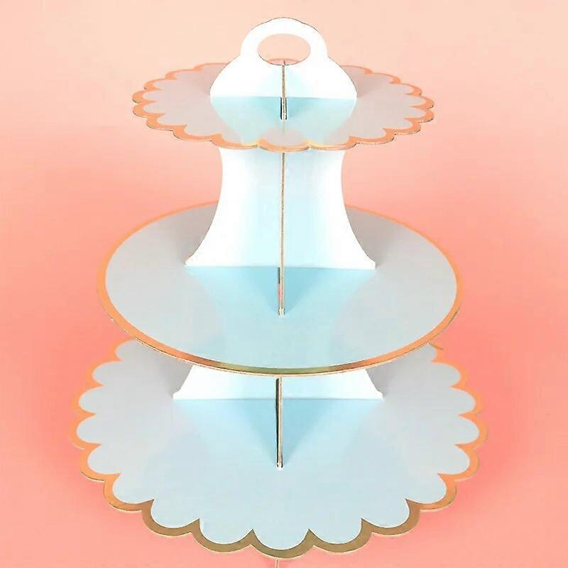 Redkid 3-Layer Cupcake Stand Round Cardboard Cupcake Holder Foldable Baby Showers Birthday Wedding P