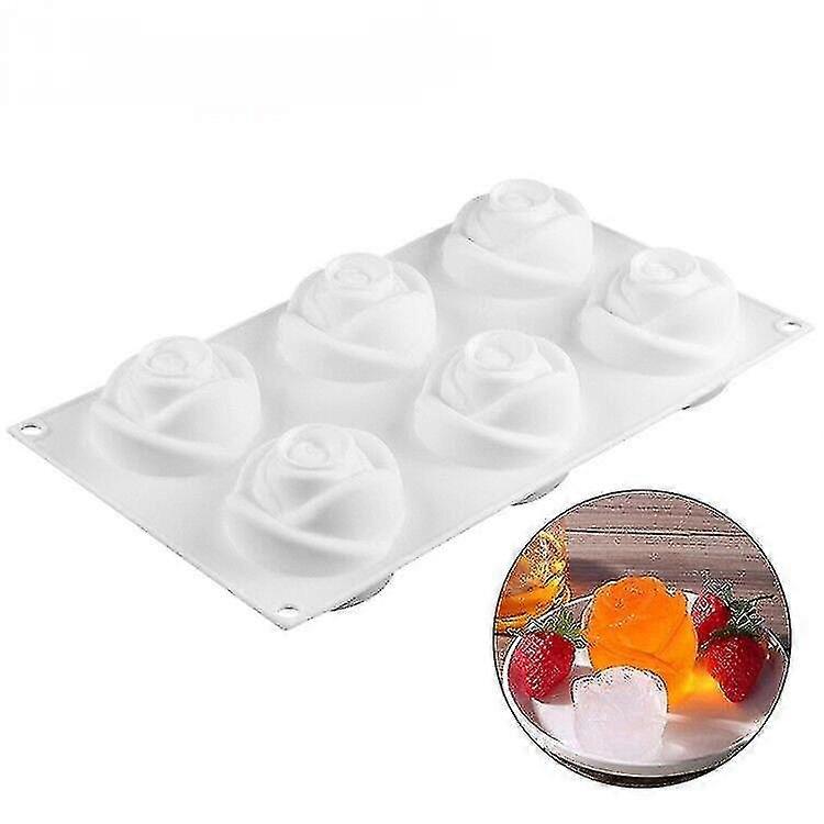 6 Cavity 3d Rose Ice Cube Mold Silicone Molds For Baking Cake Cream Tubs