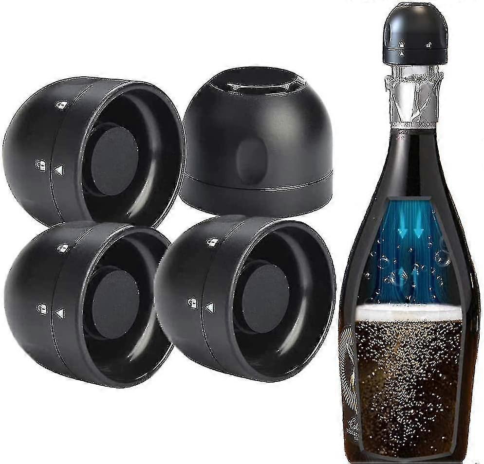 Wine Stopper Champagne Stoppers 4 Pcs Lockable, Reusable Sparkling Bottle
