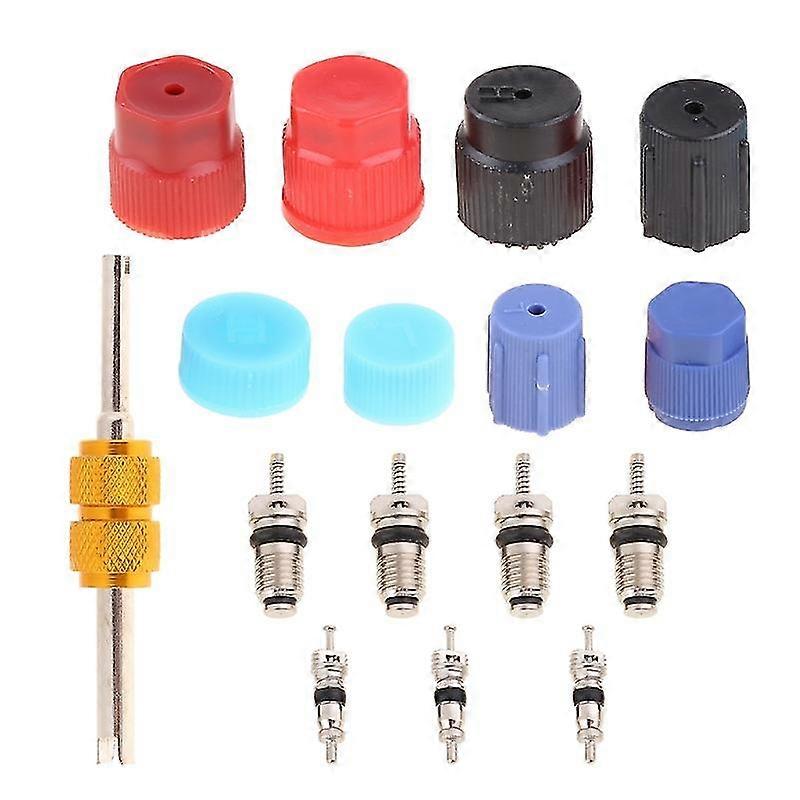 16pcs/set Universal Air Conditioning Service A/c Ac System Cap Valve Cores Seal