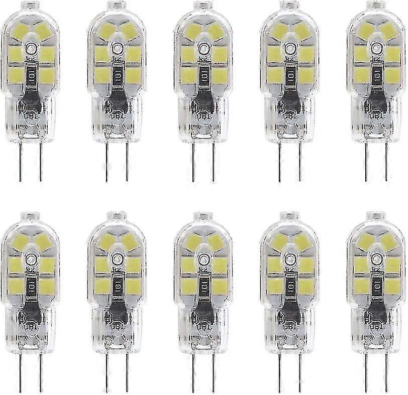 10 عبوات G4 2W لمبة LED لمصابيح ضوء شفاط الطباخ ، AC / DC 12V ، 20W لمبات الهالوجين ما يعادل ، 200lm ، ثنائي الدبوس مع غطاء PVC واضح ، أبيض بارد 6000k ، غير