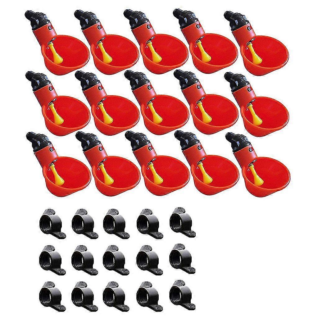Feed Automatic Bird Coop Poultry Chicken Drinker Water Drinking Cups 15pcs