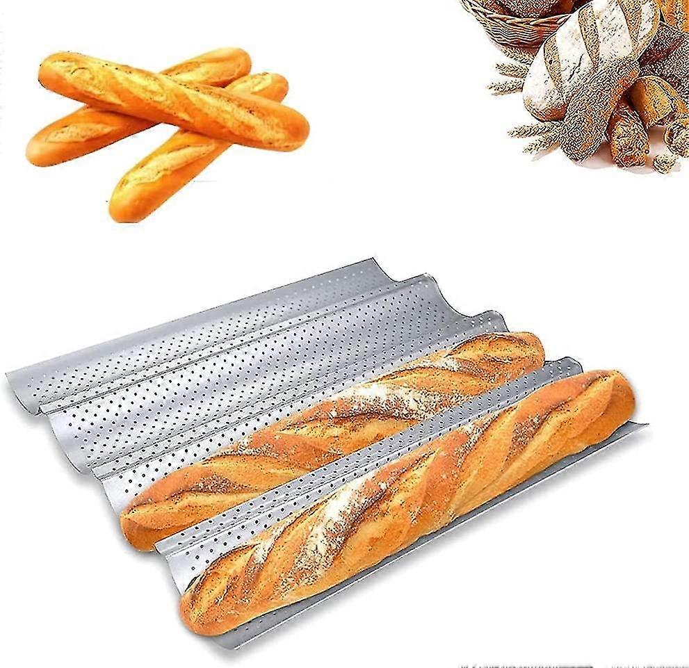 Perforated Baguette Baking Tray With Non-stick Coating For 4 Baguettes (a-5-f6)