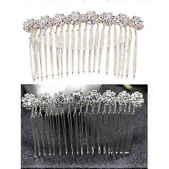 2szt Stop Rhinestone Boczne Grzebienie Do Włosów Kwiat Kryształ Spinki Do Włosów Ślubny Grzebień Ślubny Biżuteria Spinki Do Włosów Grzebienie Francuskie Akcesoria Do Włosów Dla Kobiet A
