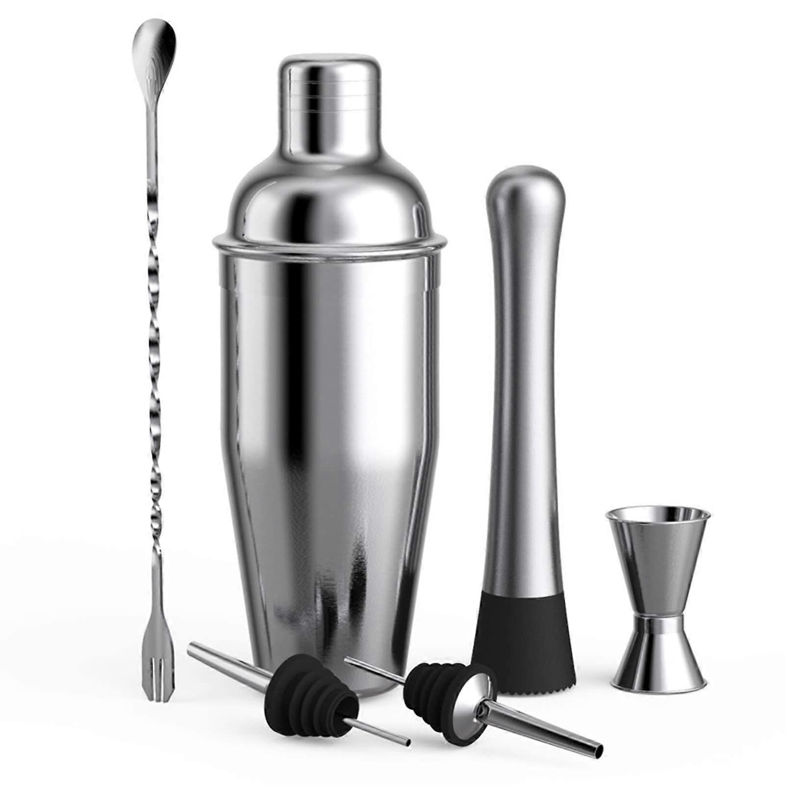 cocktail shaker750ML Stainless Bar Cocktail Shaker Set Bartender Kit Barware Set Shaker Set 6Pcs Shaker Mixer Drink Making Tool Kit