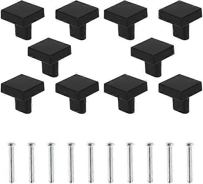 10 Black Door Knobs Solid Brass Square Cabinet Knobs Vintage Kitc