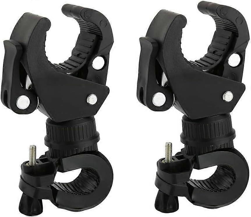 2 Pack Adjustable 360 Rotation Bicycle Flashlight Holder with Double Buckle Clip
