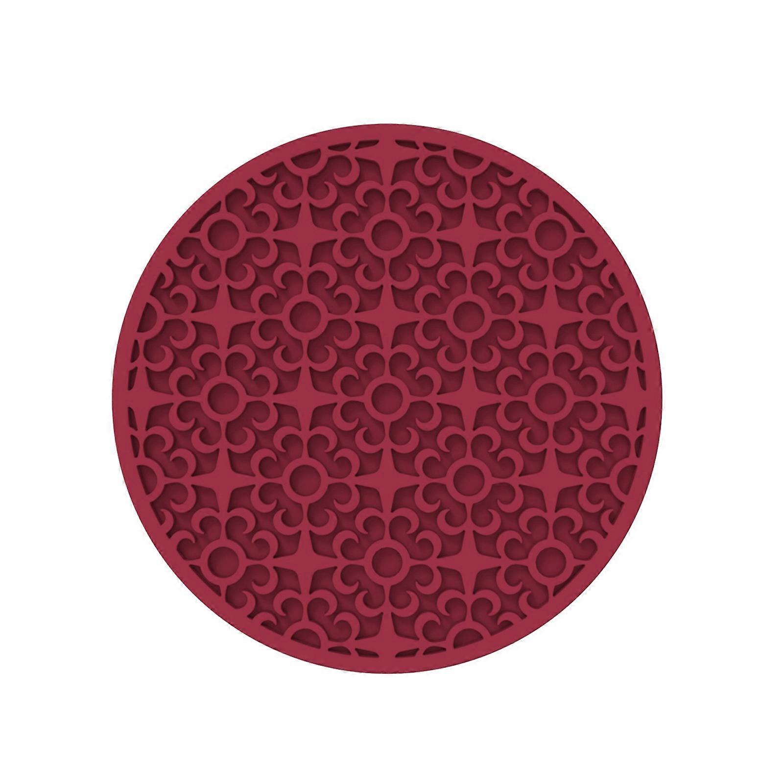 Retro Patterned Silicone Coaster Heat Insulation Easy to Clean Reusable Vintage Round Soft Coaster KAESI