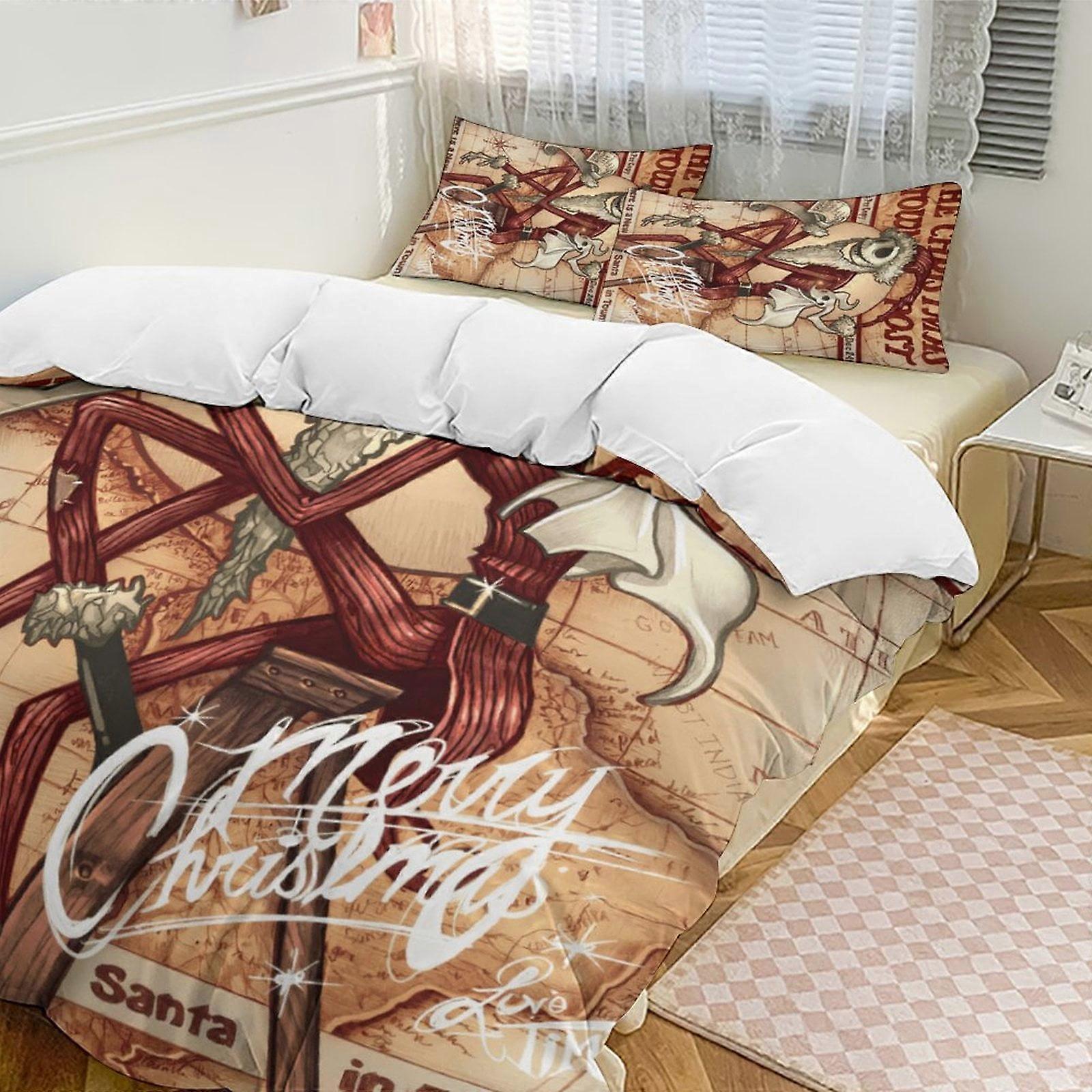 v7483  Bed Sheets Bedding Red Jack The Nightmare Before Christmas Comforter Set Soft 3 Pcs Twin Bedding Sets Thicken for All Season, 1 Comforter  2 Pi