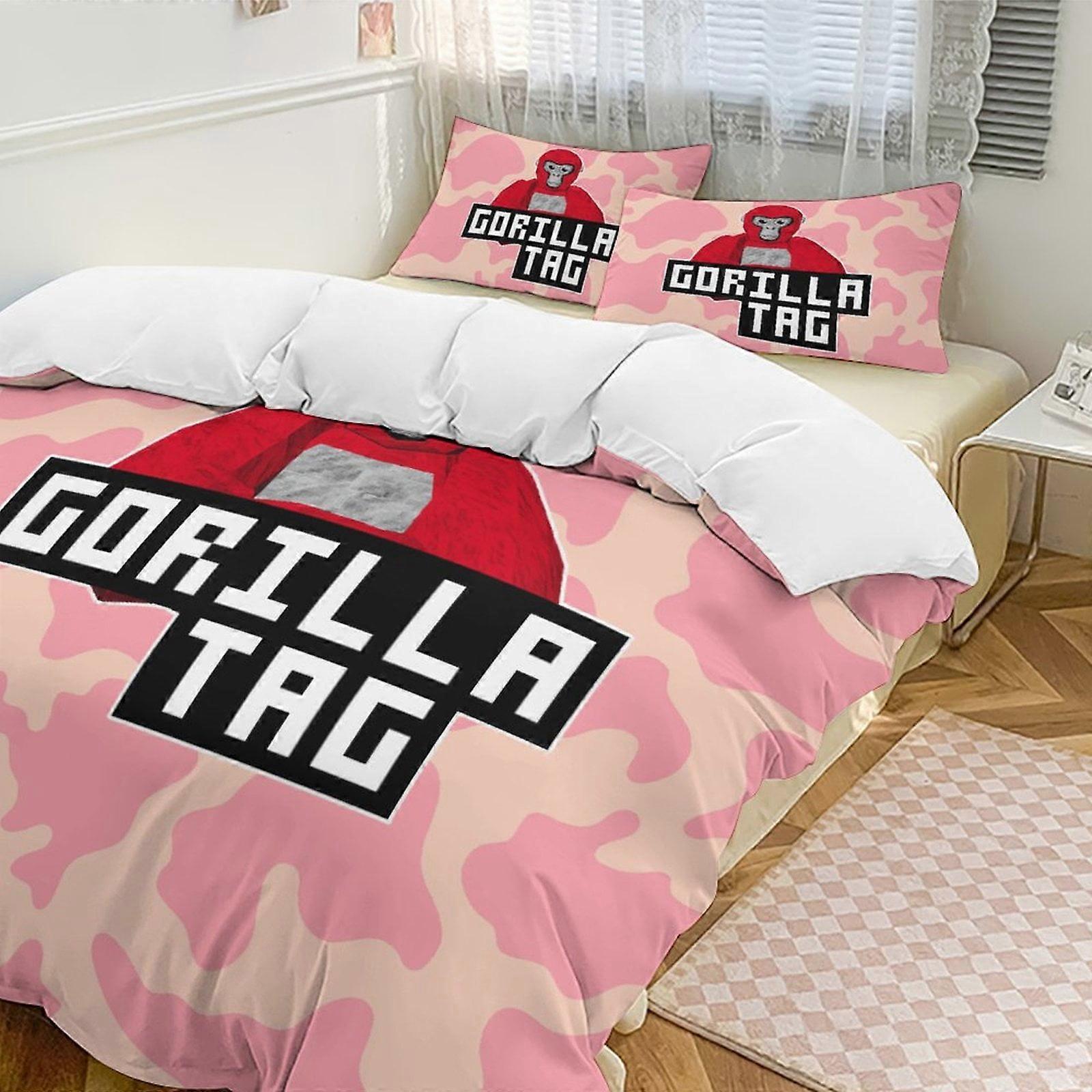 v7599  Bed Sheets Bedding Pink Cow Prints Gorilla Tag Comforter Set Soft 3 Pcs Twin Bedding Sets Thicken for All Season, 1 Comforter  2 Pillow Shams  