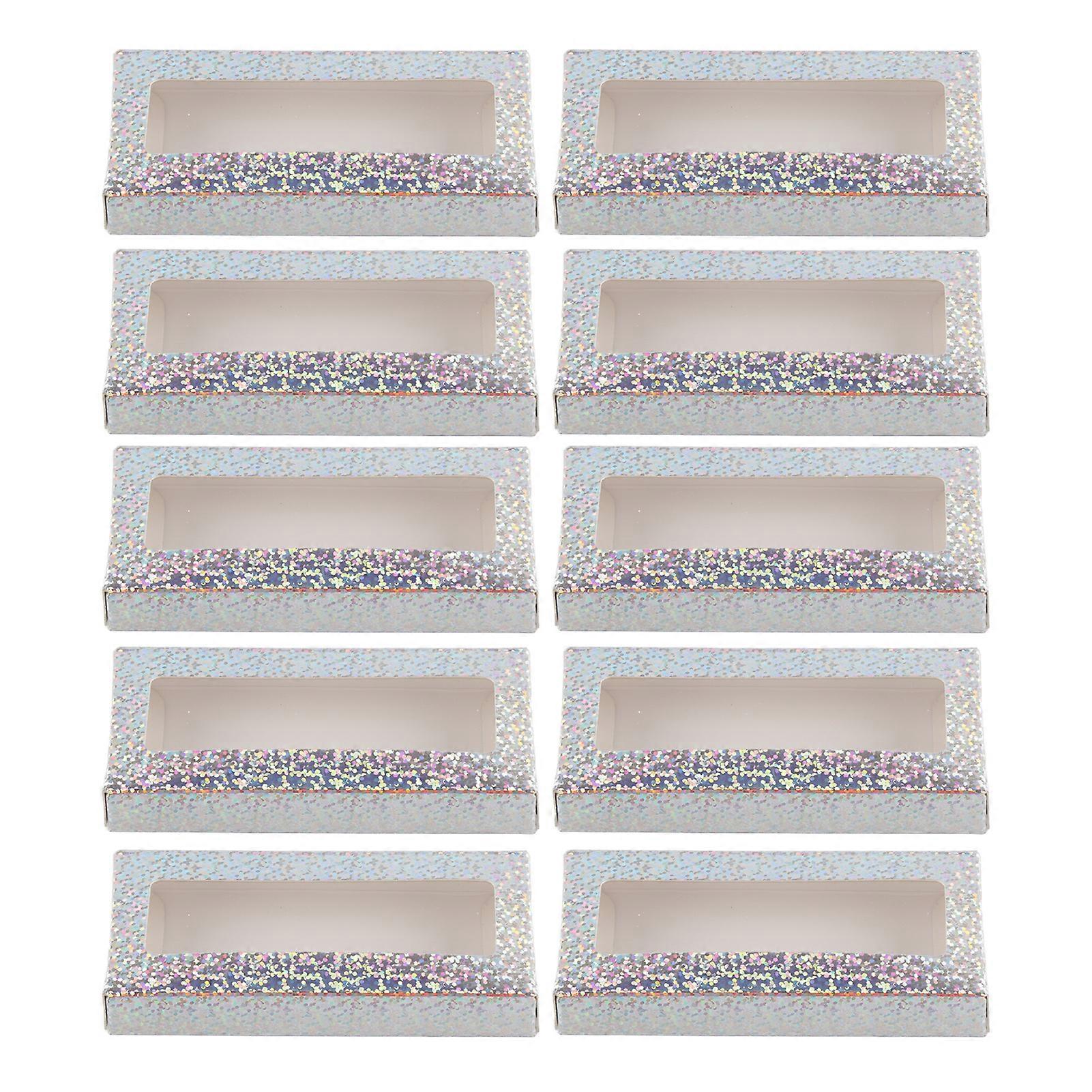 10pcs False Eyelashes Storage Case False Eye Lashes Grafting Eyelash Box OrganizerSilver Small Sequins