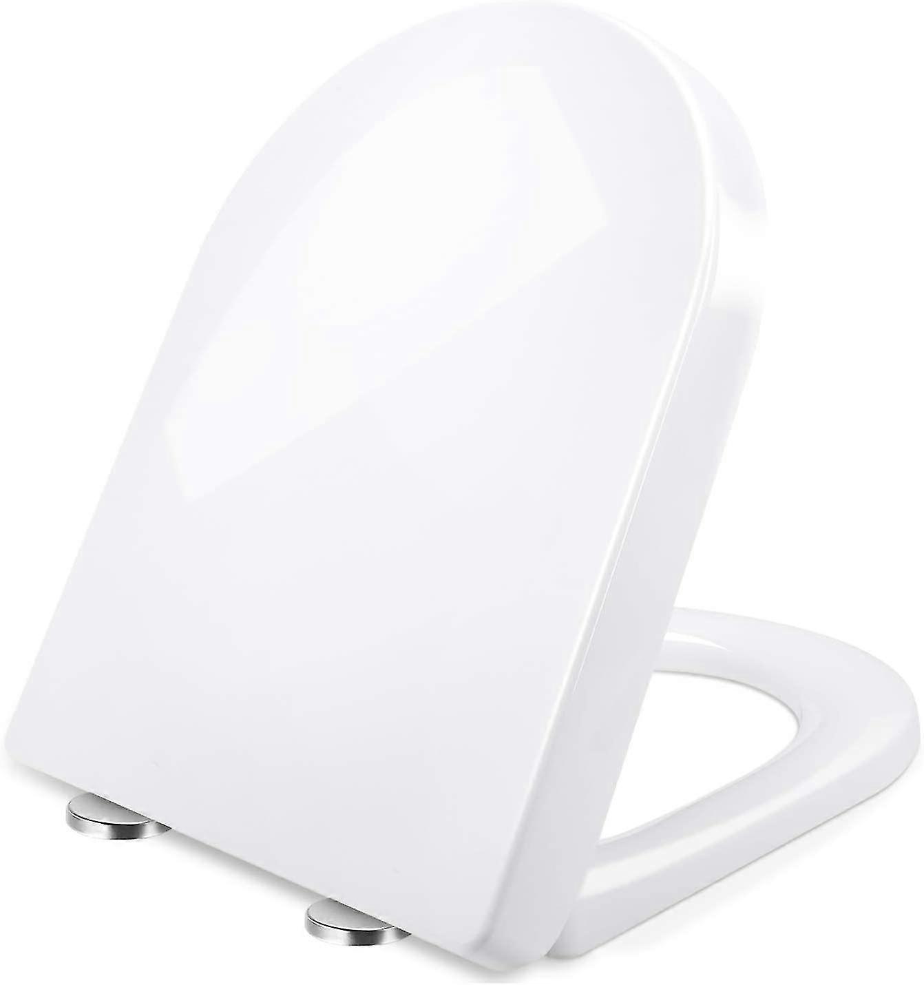 Toilet Seat, Anti-bacterial D-shaped Toilet Seat Toilet Seat With Soft Close Quick Release Adult-white