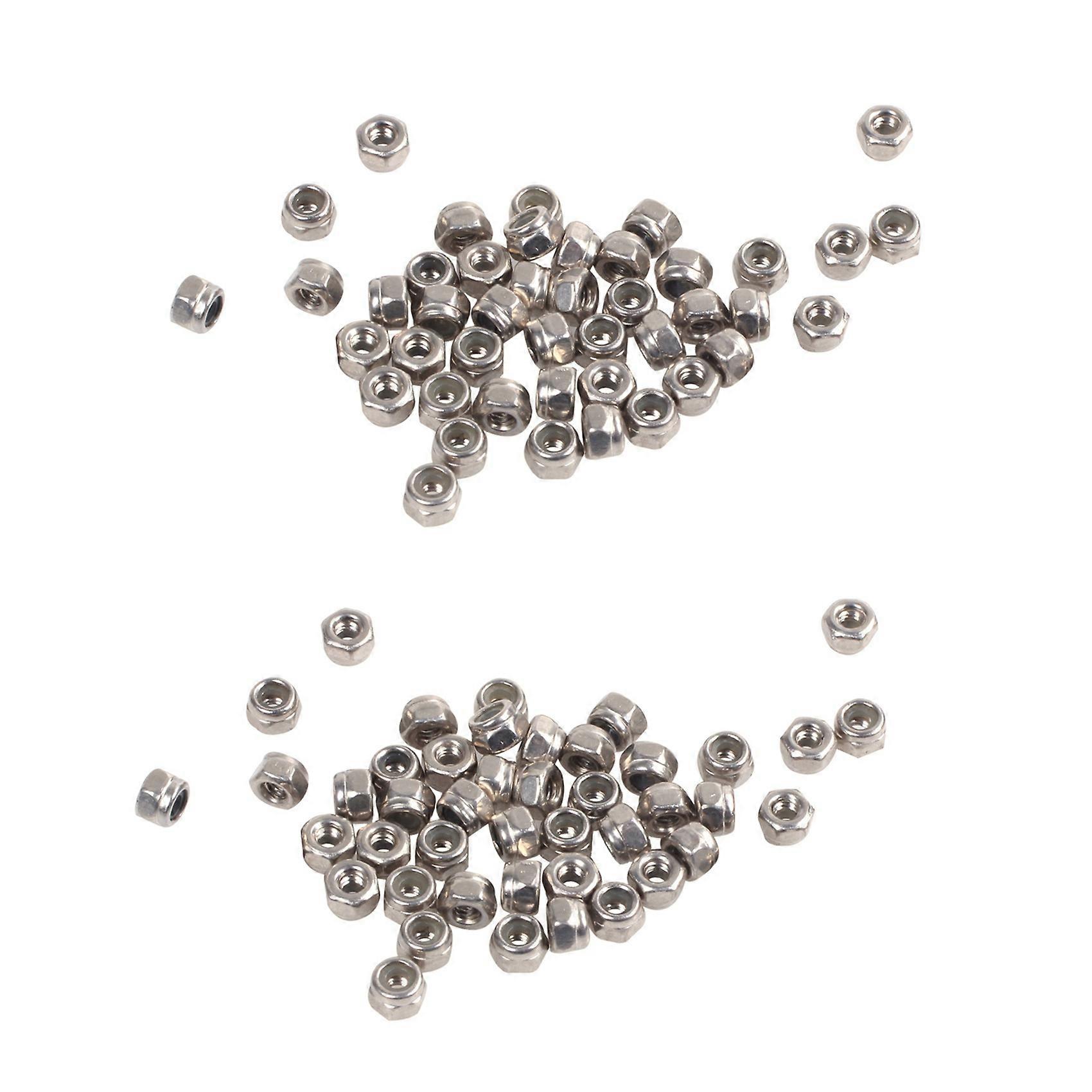 100Pcs M2 Zinc Plated Self-Locking Nylon Insert Hex Lock Nuts