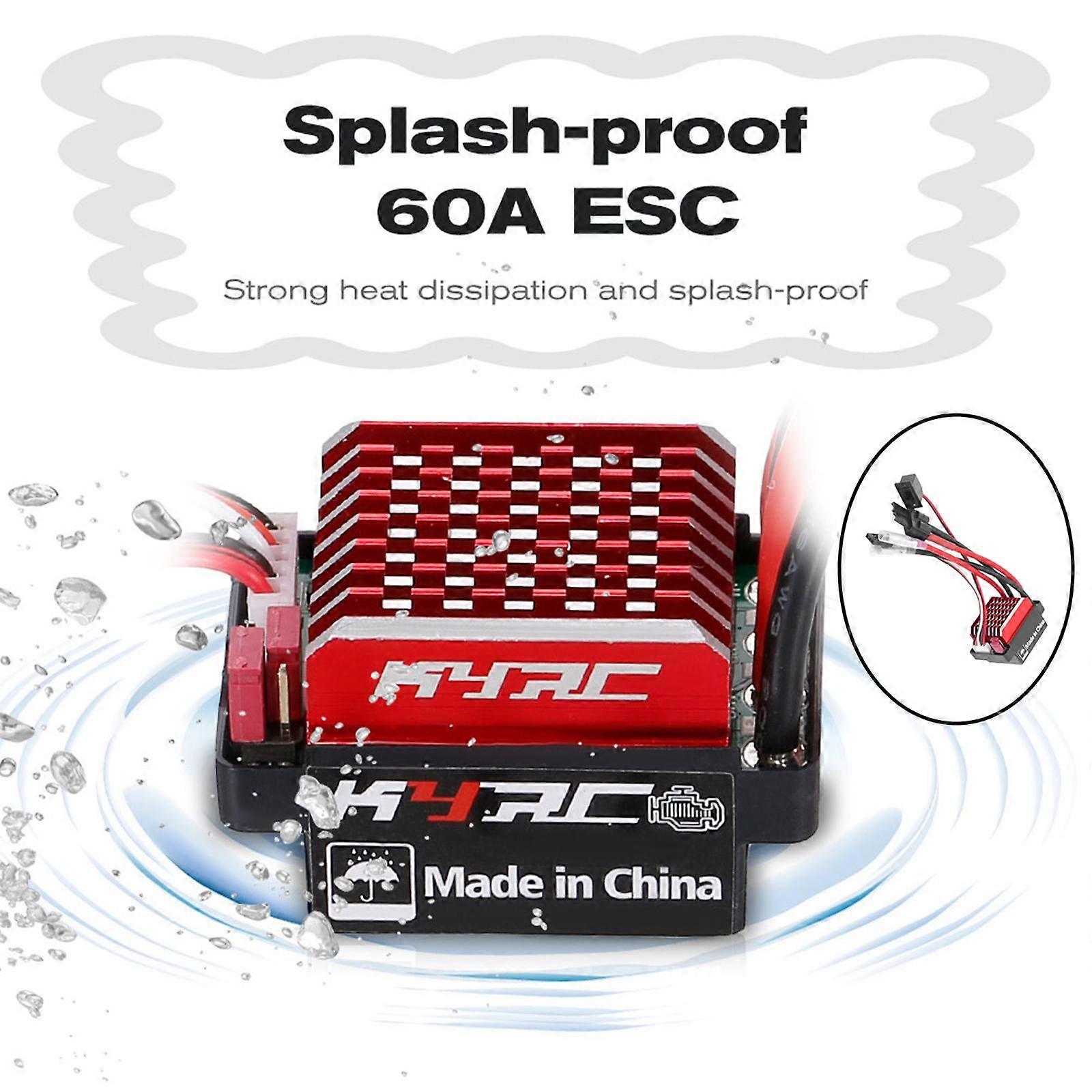 Brush ESC 60A Universal Bidirectional Output Replacement Part Electric Speed Controller for 1/10 RC Model Monster Truck Short Course Truck Buggy - T P