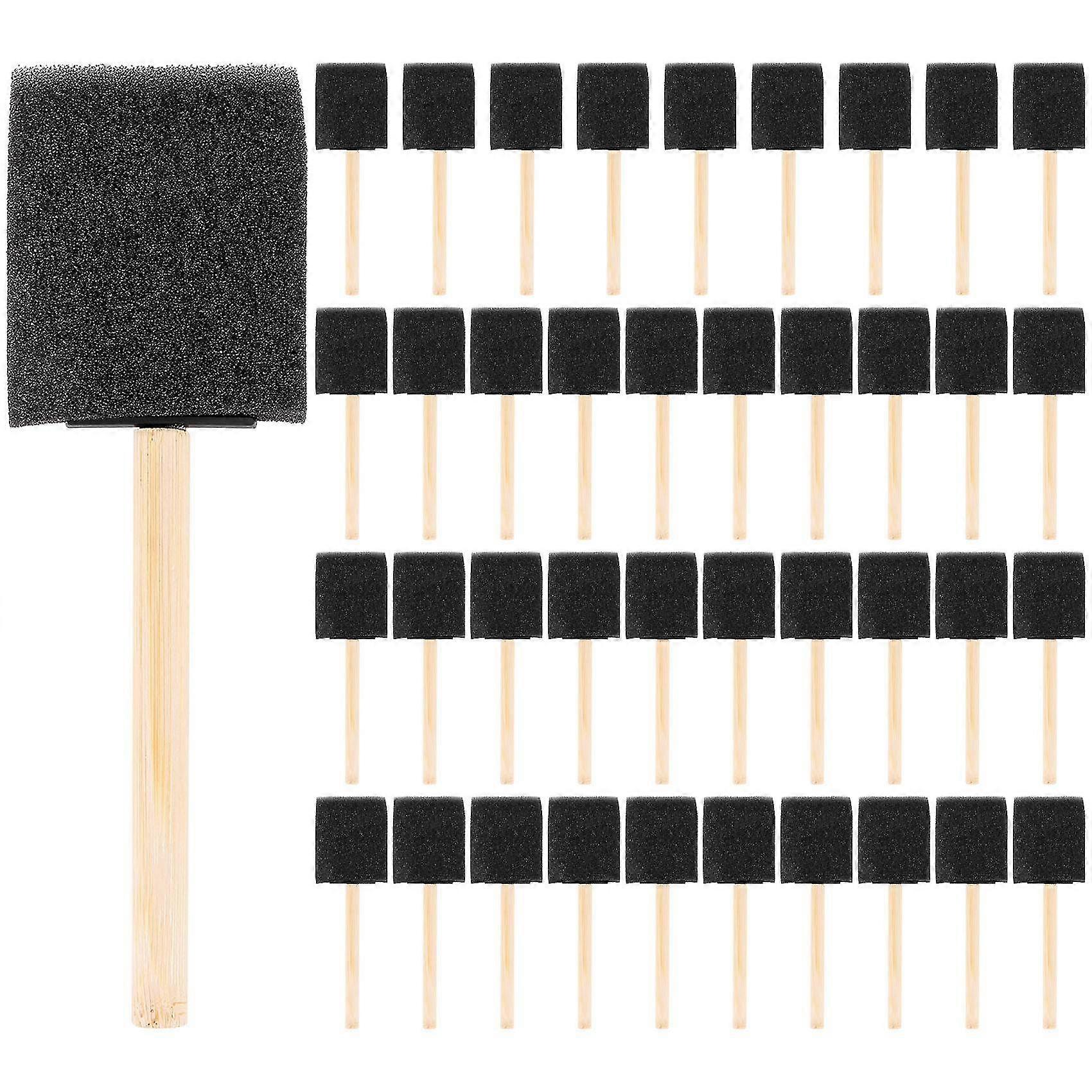 2 inch Foam Sponge Wood Handle Paint Brush Set (Value Pack of 40) - , durable and great for Acrylic