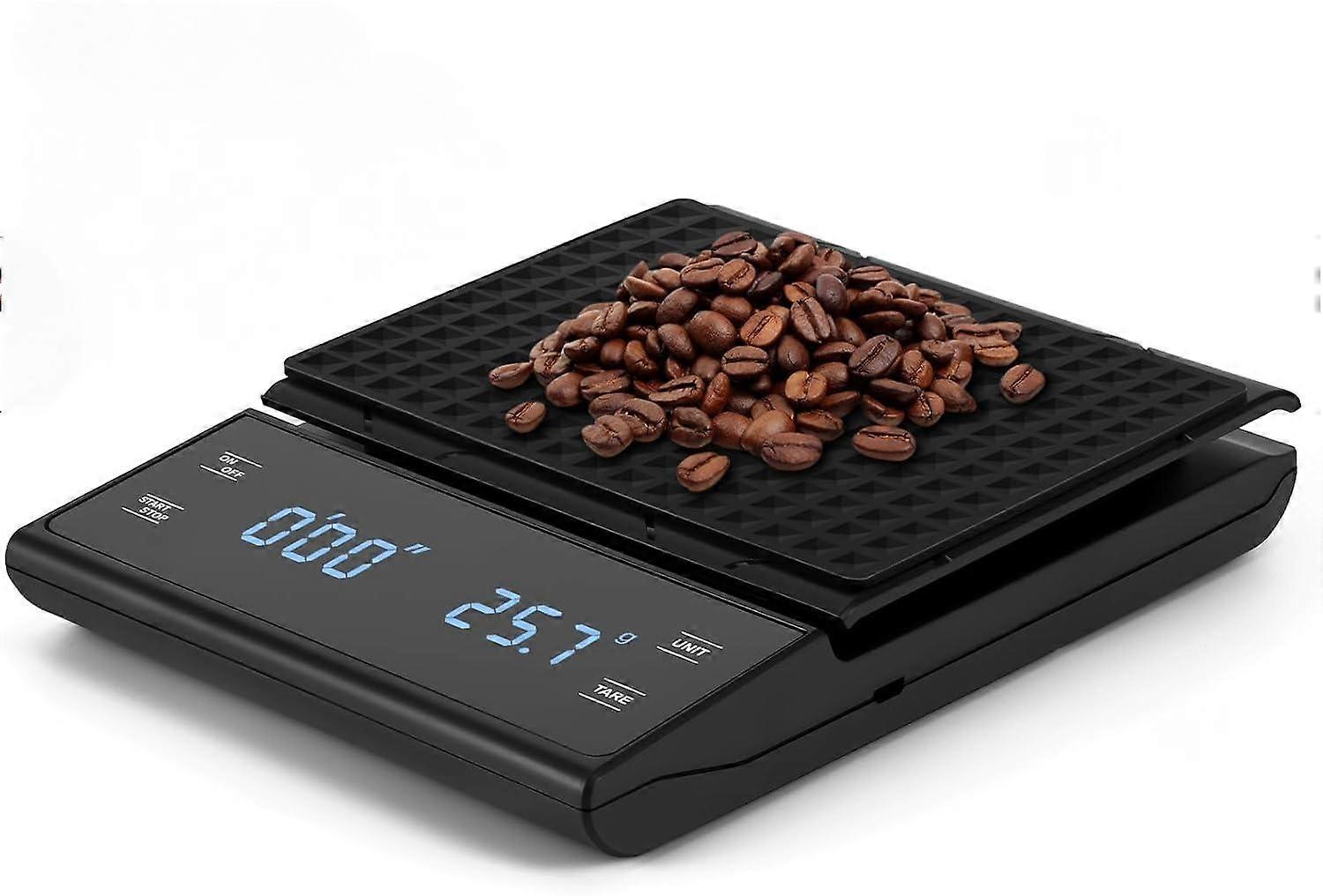 good Digital Coffee Scale with Timer up to 3kg/0.1g, Battery Operated and LED Touch Screen, Multifunctional Kitchen Scale (Batteries Not Included)