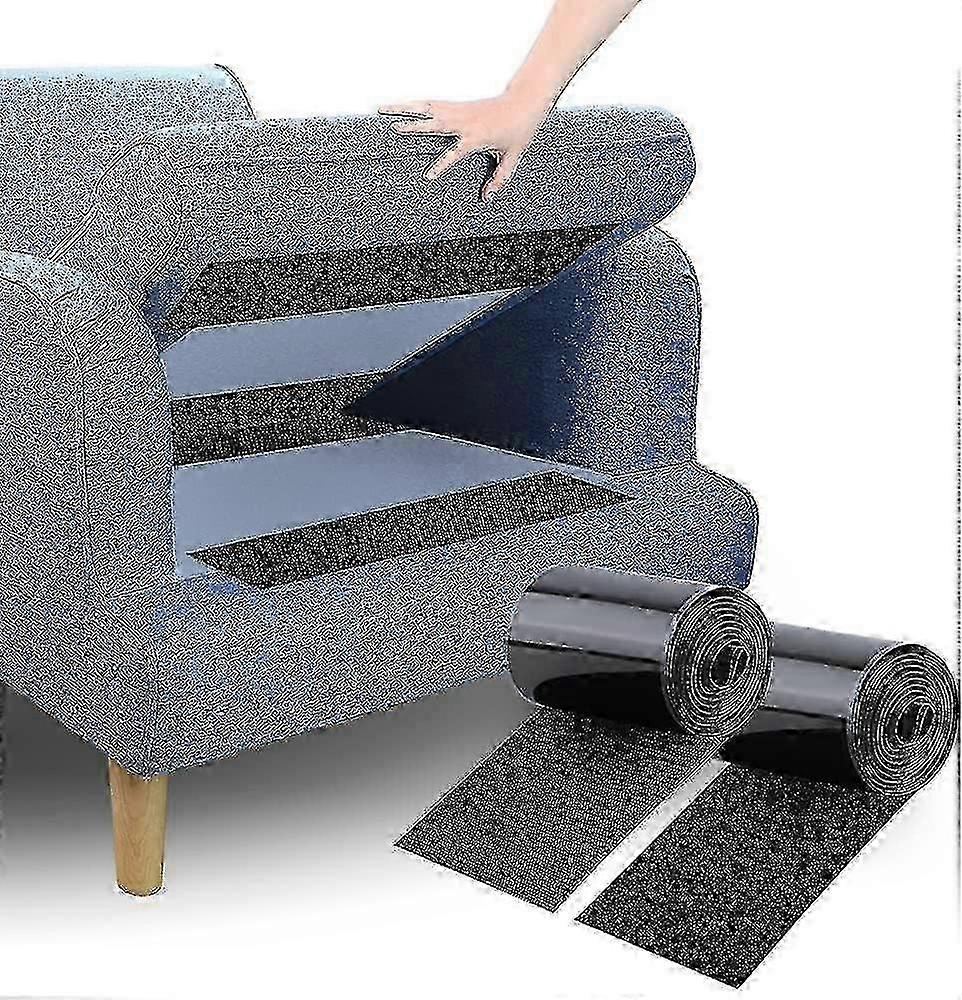 Non-slip Couch Cushion Gripper - Self-adhesive Hook Loop Tape To Keep Couch Cushions From Sliding, 10cm X 1.5m In Black