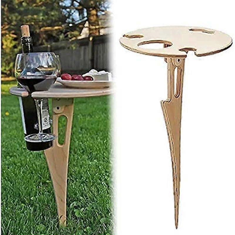 Outdoor Folding Wood Table - Picnic Table, Wine Table for Camping, Picnics, Beach