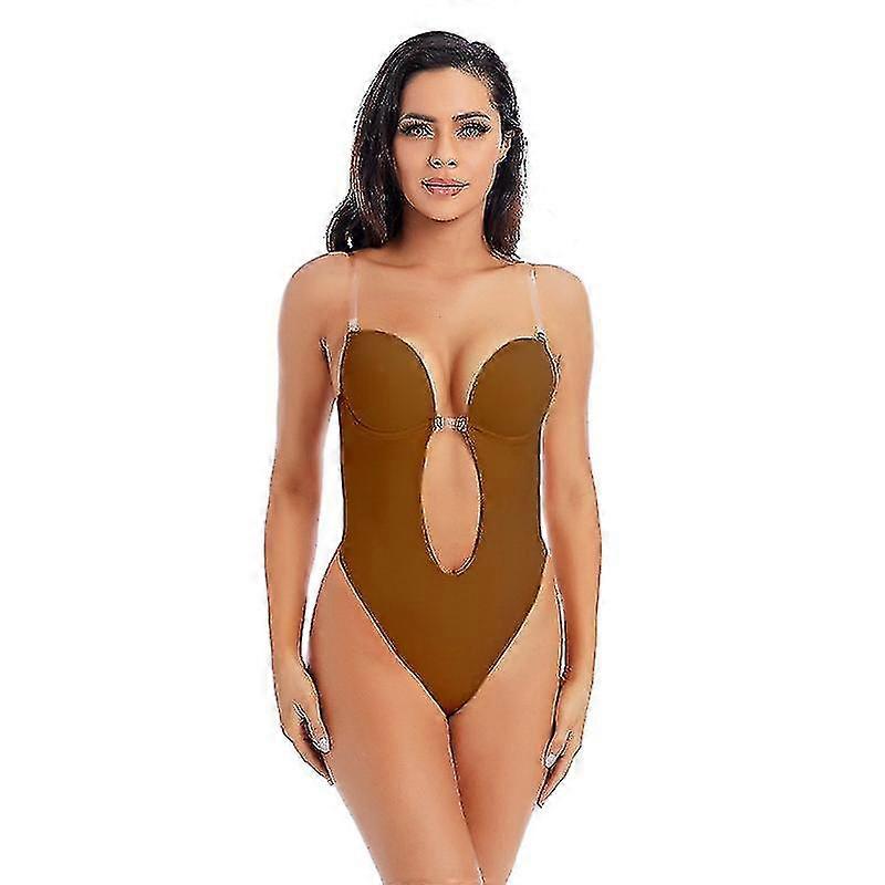 Women Plunging Deep V-neck Body Shaper Strapless Backless Bodysuit Shapewear U Plunge Seamless Thong Full Bodysuits