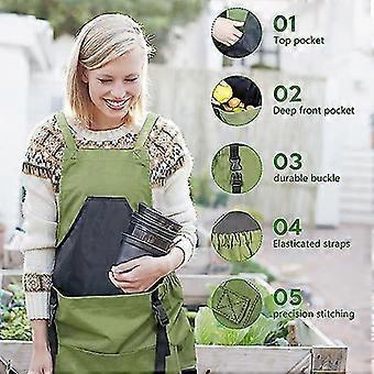 Gartenschürze, Gartenkochschürze mit Taschen, Ernteschürze Gartenarbeitsschürze Wasserdichte Schürze für Männer Frauen Grün