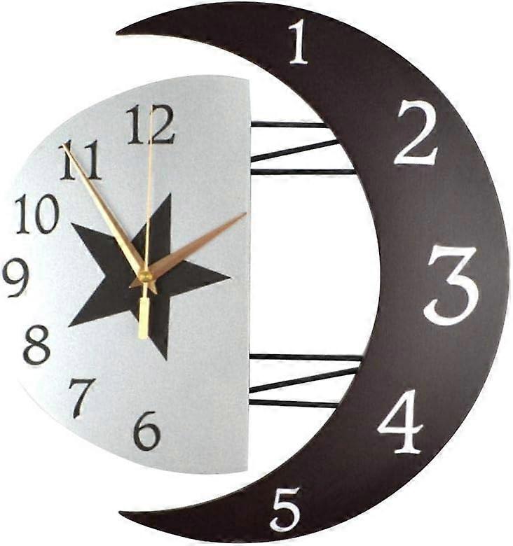 Modern Pendulum Clock Wall Clock Home Decor - Silent Wall Pendulum Creative Moon Shaped Frame Quartz Wall Clock