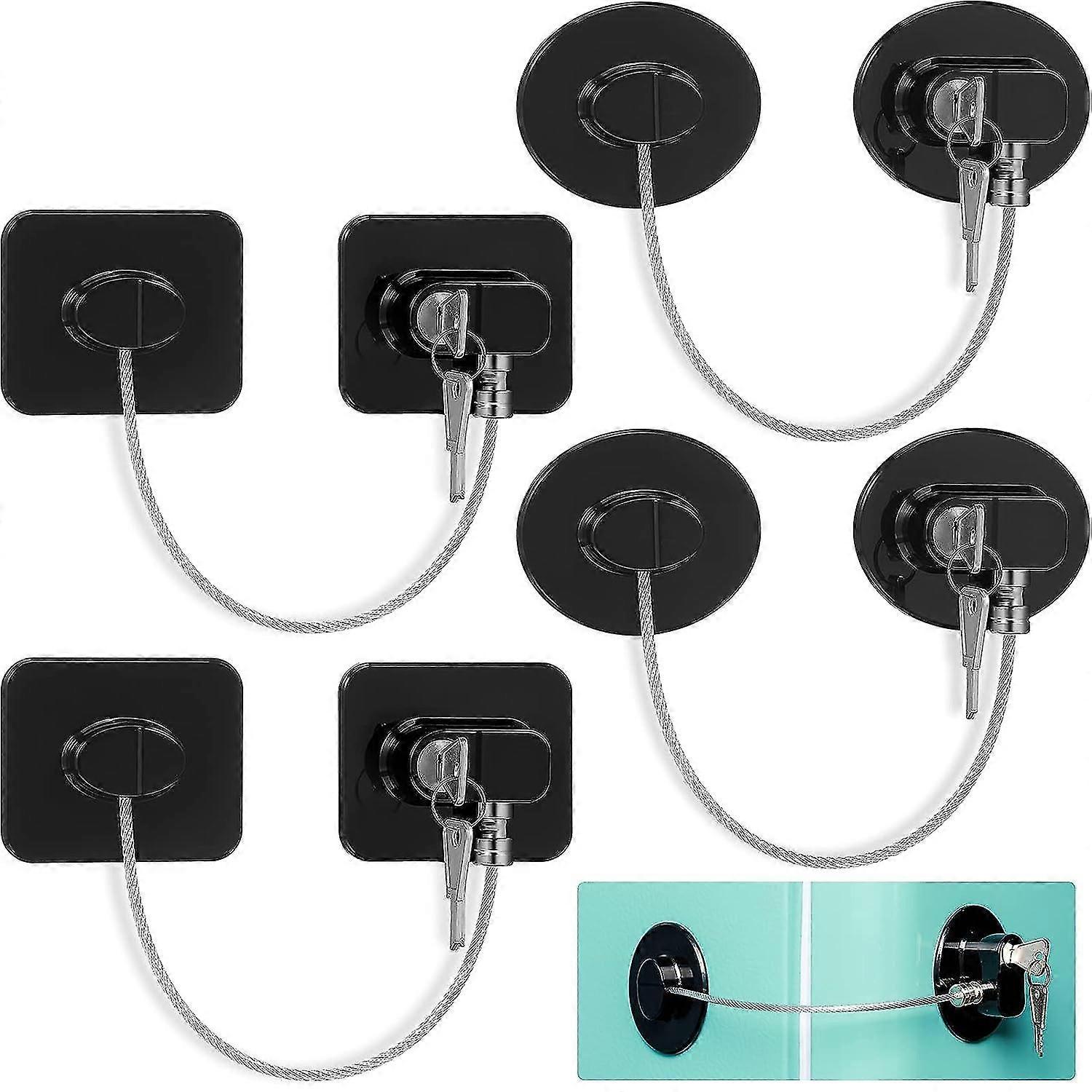 4pcs Refrigerator Locks Refrigerator Locks With 8 Keys Refrigerator Locks Child Safety Cabinet Locks With Adhesive For Kitchen Appliances, Openable Fu